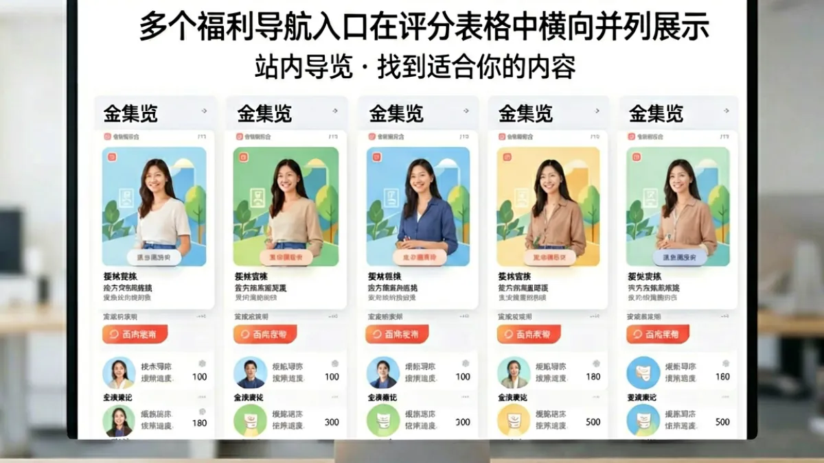 导航平台对比页面截图，多个福利导航入口在评分表格中横向并列展示